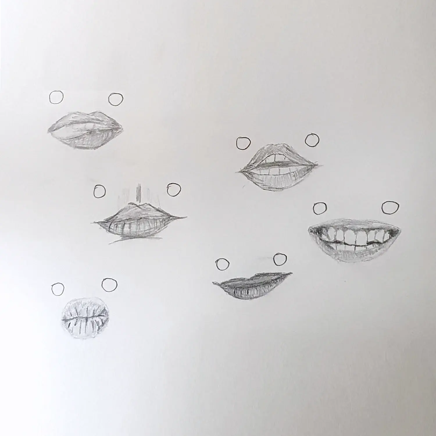 A sheet of mouth studies.