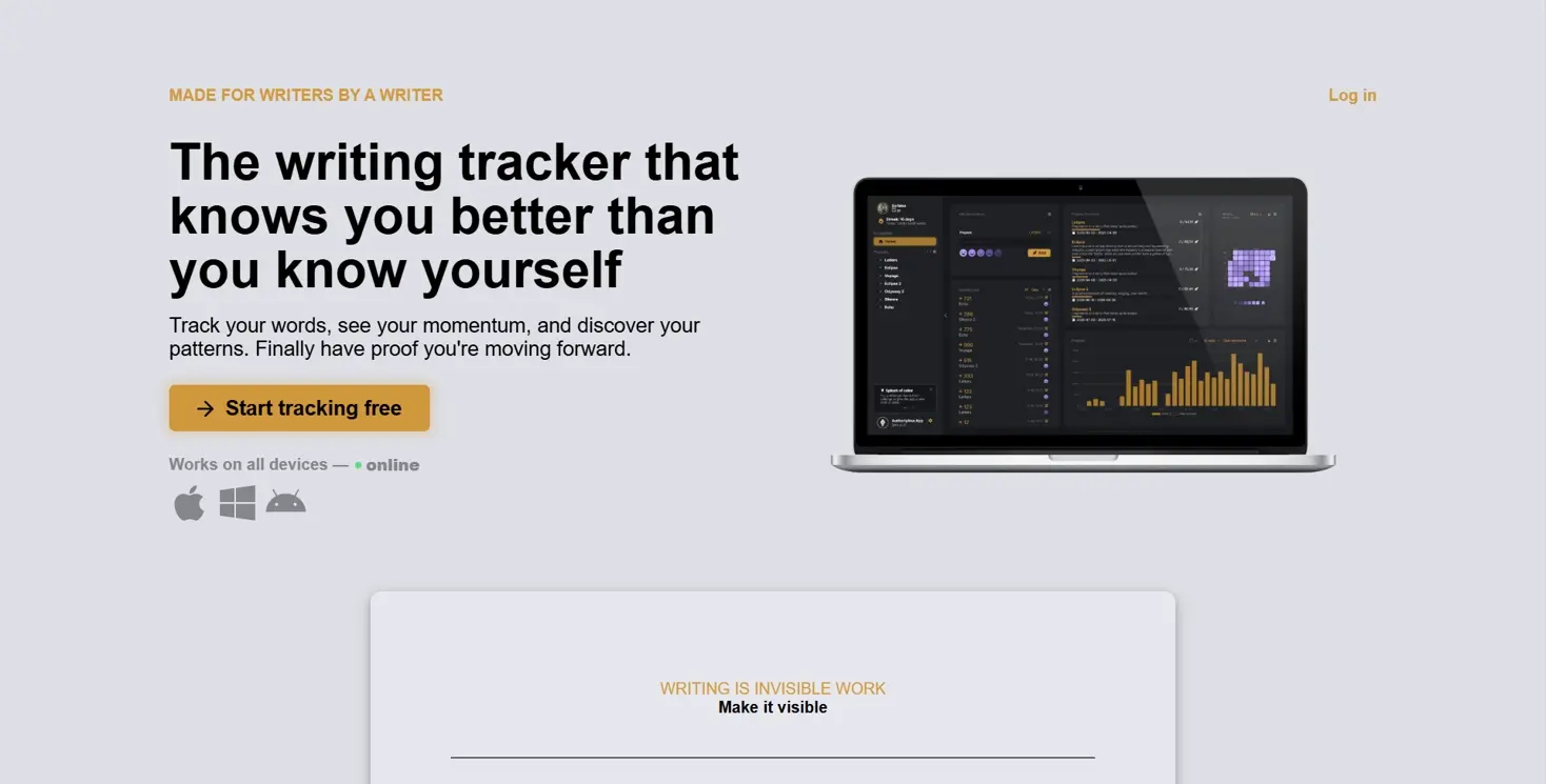 The Authorlytica landing page before the redesign