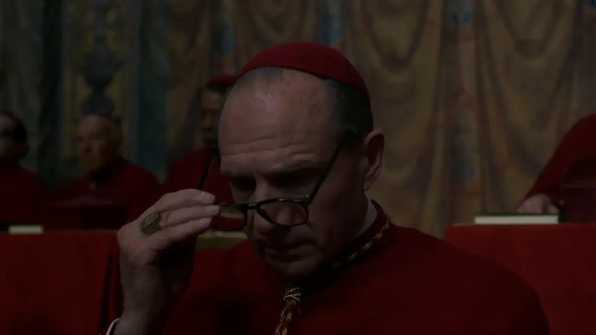 Ralph Fiennes as Cardinal Lawrence in Conclave (2024)
