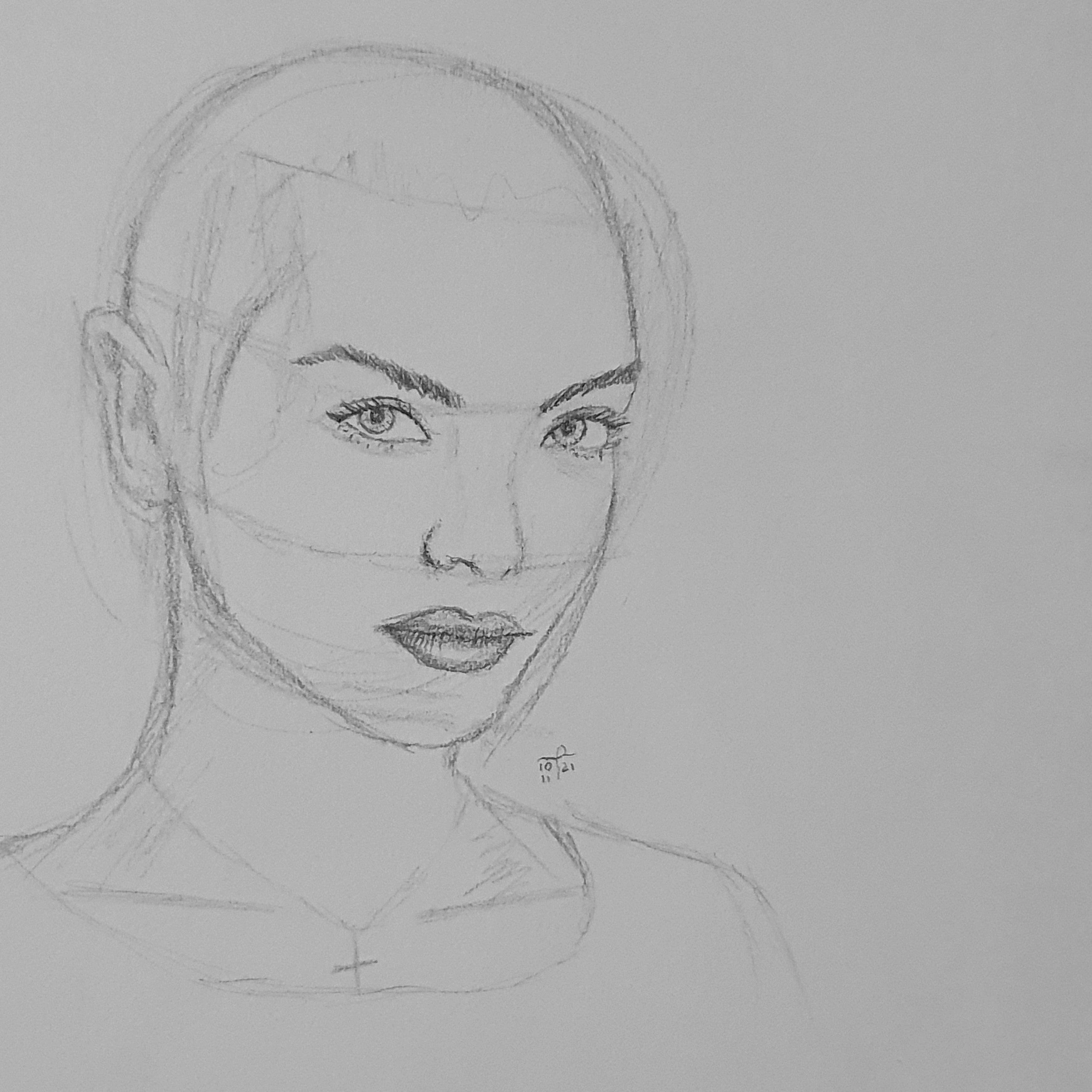 Unfinished sketch of a girl.